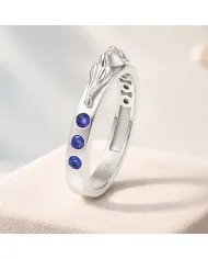 Love Birds Ring with Blue Sapphire Gemstone – 925 Silver Handmade Band