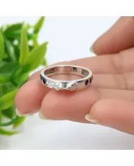 Love Birds Ring with Blue Sapphire Gemstone – 925 Silver Handmade Band