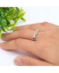 Love Birds Ring with Blue Sapphire Gemstone – 925 Silver Handmade Band