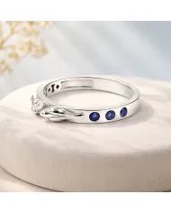 Love Birds Ring with Blue Sapphire Gemstone – 925 Silver Handmade Band
