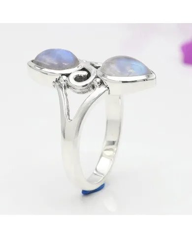 Rainbow Moonstone Ring - 925 Sterling Silver Pear Shape Handmade Jewelry