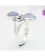 Rainbow Moonstone Ring - 925 Sterling Silver Pear Shape Handmade Jewelry