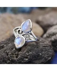 Rainbow Moonstone Ring - 925 Sterling Silver Pear Shape Handmade Jewelry