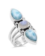 Rainbow Moonstone Ring - 925 Sterling Silver Pear Shape Handmade Jewelry