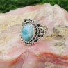 Larimar Ring, Sterling Silver Ring, Statement Ring, Solitaire Boho Ring, Oval Ring, Promise Ring, Engagement Ring, Women's Ring