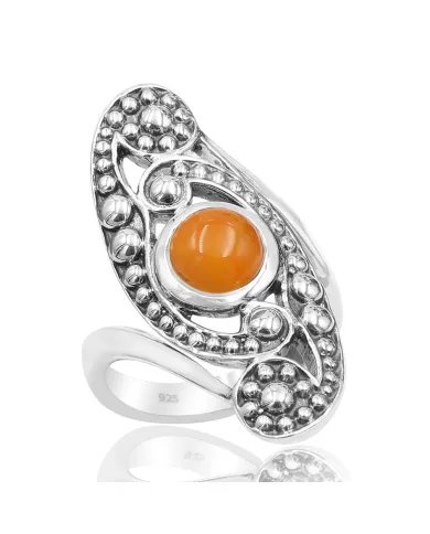 Carnelian Ring - Handmade 925 Sterling Silver Statement Boho & Vintage