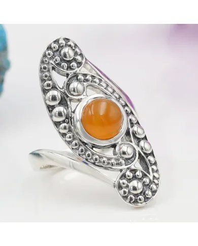 Carnelian Ring - Handmade 925 Sterling Silver Statement Boho & Vintage