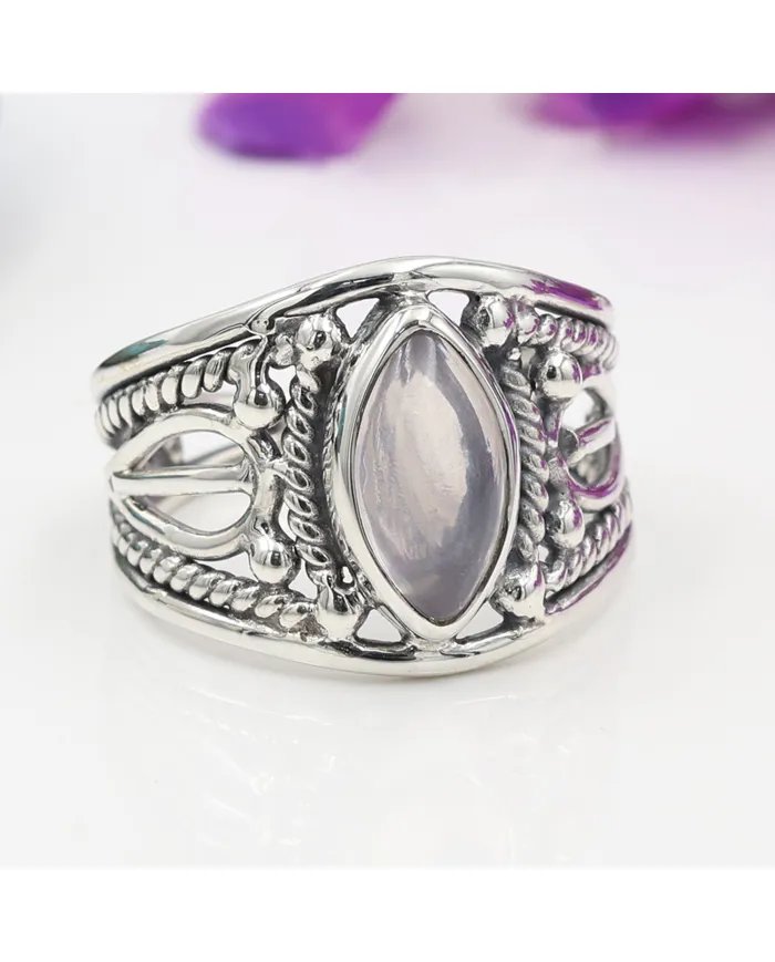 Rose Quartz Ring – Handmade 925 Sterling Silver Boho Unique Jewelry