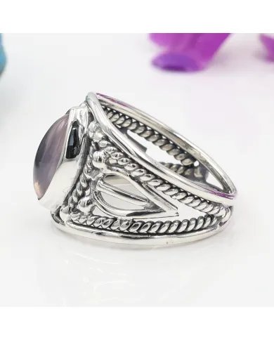 Rose Quartz Ring – Handmade 925 Sterling Silver Boho Unique Jewelry