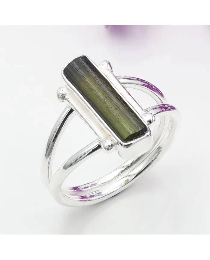 Natural Tourmaline Ring – Handmade 925 Sterling Silver Dainty Jewelry