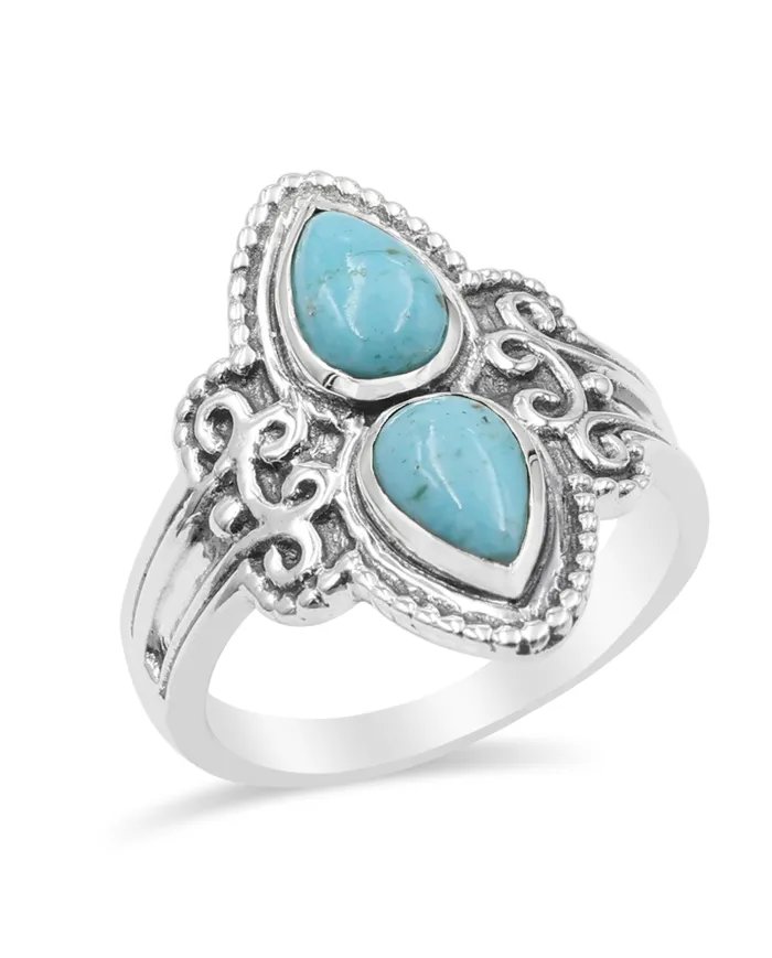 Arizona Turquoise Ring – Handmade Sterling Silver Boho Statement Jewelry
