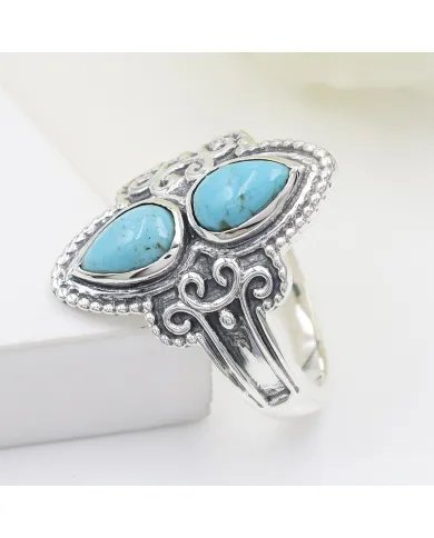 Arizona Turquoise Ring – Handmade Sterling Silver Boho Statement Jewelry