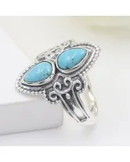 Arizona Turquoise Ring – Handmade Sterling Silver Boho Statement Jewelry