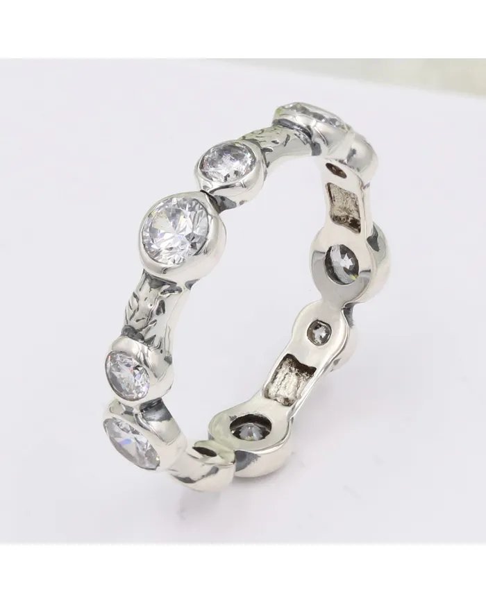 Swarovski Crystal Band Ring – 925 Sterling Silver Handmade Jewelry