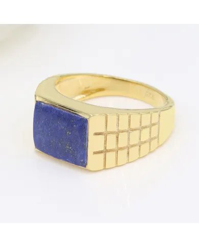 Lapis Lazuli Ring - Gold Plated 925 Sterling Silver Men’s Jewelry