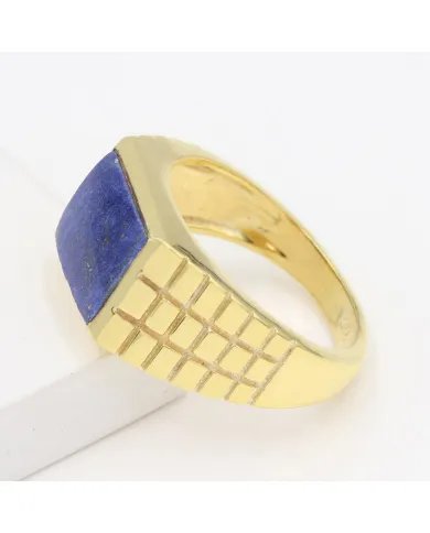 Lapis Lazuli Ring - Gold Plated 925 Sterling Silver Men’s Jewelry
