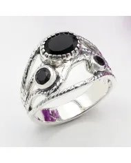 Black Onyx Ring - 925 Sterling Silver Handmade Gemstone Jewelry for Her