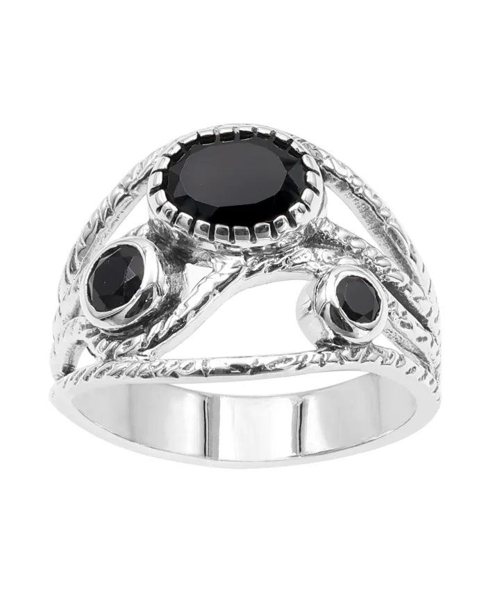 Black Onyx Ring - 925 Sterling Silver Handmade Gemstone Jewelry for Her