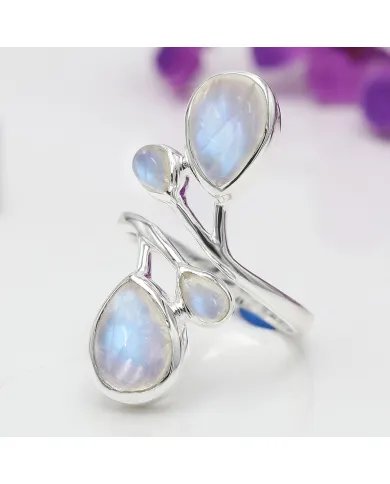 Rainbow Moonstone Ring – 925 Sterling Silver Handmade Statement Jewelry