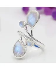 Rainbow Moonstone Ring – 925 Sterling Silver Handmade Statement Jewelry