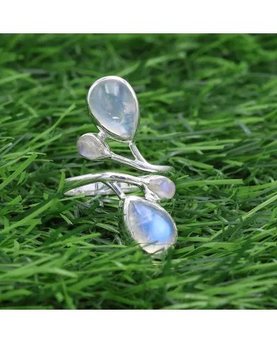 Rainbow Moonstone Ring – 925 Sterling Silver Handmade Statement Jewelry