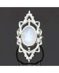 Rainbow Moonstone Ring - 925 Sterling Silver Handmade Bohemian Jewelry