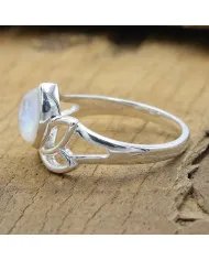 Rainbow Moonstone Lotus Ring – 925 Sterling Silver Handmade Gift for her