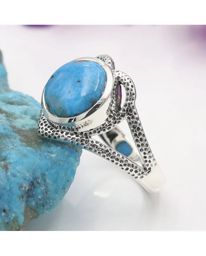 Arizona Turquoise Ring - 925 Sterling Silver Handmade Gemstone Jewelry