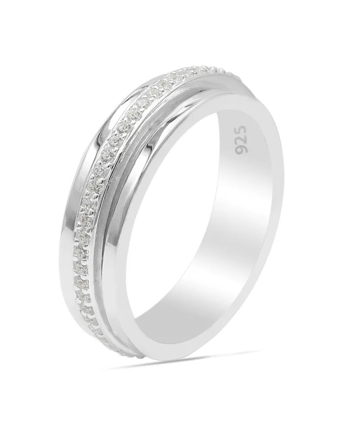 Swarovski Crystal Spinner Ring - 925 Sterling Silver Gemstone Jewelry