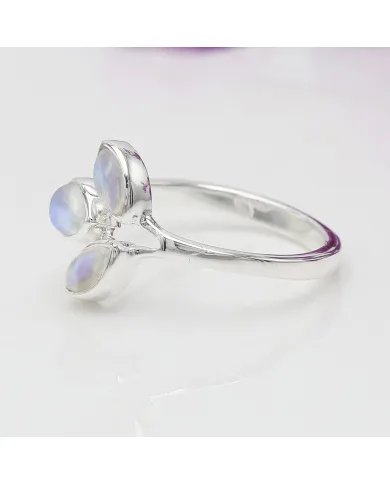 Rainbow Moonstone Ring - 925 Sterling Silver Dainty Gemstone Jewelry