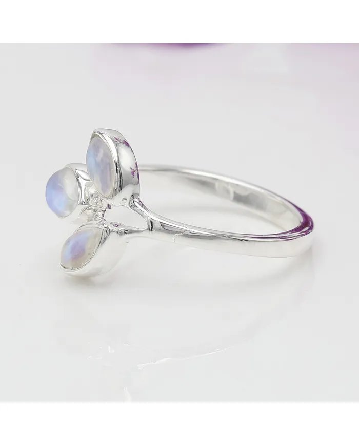 Rainbow Moonstone Ring - 925 Sterling Silver Dainty Gemstone Jewelry