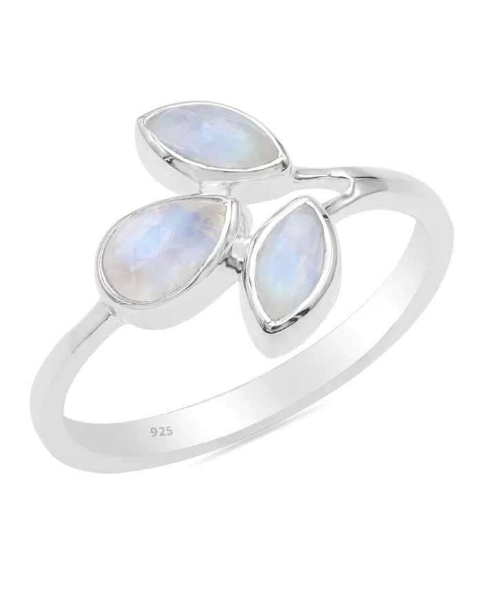 Rainbow Moonstone Ring - 925 Sterling Silver Dainty Gemstone Jewelry