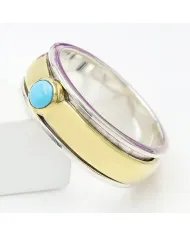 Arizona Turquoise Spinner Brass Ring - Sterling Silver Fidget & Anxiety