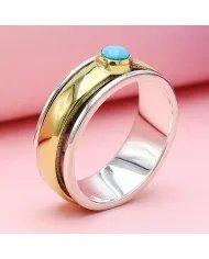 Arizona Turquoise Spinner Brass Ring - Sterling Silver Fidget & Anxiety