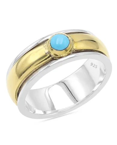 Arizona Turquoise Spinner Brass Ring - Sterling Silver Fidget & Anxiety