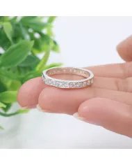 Moissanite Band Ring - 925 Sterling Silver Handmade Gemstone Jewelry