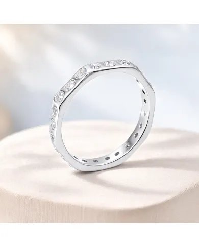 Moissanite Band Ring - 925 Sterling Silver Handmade Gemstone Jewelry