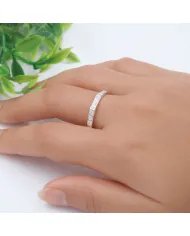 Moissanite Band Ring - 925 Sterling Silver Handmade Gemstone Jewelry
