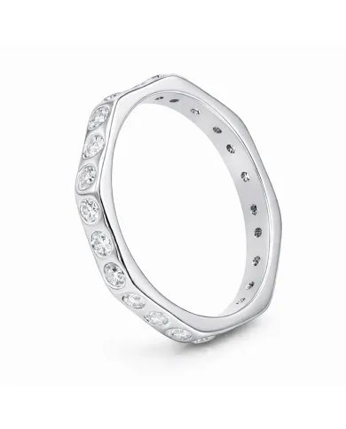 Moissanite Band Ring - 925 Sterling Silver Handmade Gemstone Jewelry