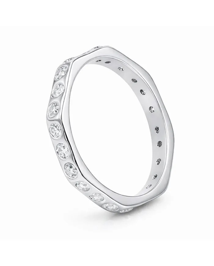 Moissanite Band Ring - 925 Sterling Silver Handmade Gemstone Jewelry