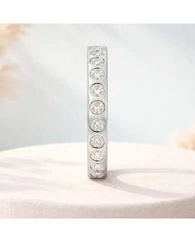 Moissanite Band Ring - 925 Sterling Silver Handmade Gemstone Jewelry