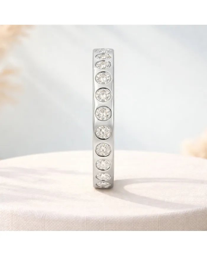 Moissanite Band Ring - 925 Sterling Silver Handmade Gemstone Jewelry