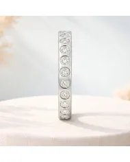 Moissanite Band Ring - 925 Sterling Silver Handmade Gemstone Jewelry