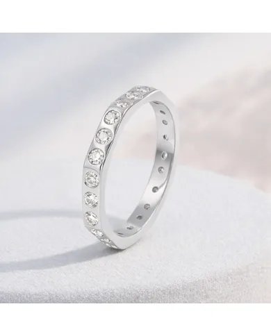 Moissanite Band Ring - 925 Sterling Silver Handmade Gemstone Jewelry