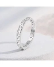 Moissanite Band Ring - 925 Sterling Silver Handmade Gemstone Jewelry