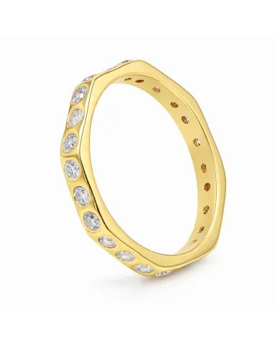 Moissanite Band Ring - Gold Plated 925 Silver Handmade Gemstone Jewelry