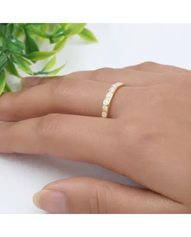 Moissanite Band Ring - Gold Plated 925 Silver Handmade Gemstone Jewelry