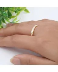 Moissanite Band Ring - Gold Plated 925 Silver Handmade Gemstone Jewelry