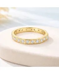 Moissanite Band Ring - Gold Plated 925 Silver Handmade Gemstone Jewelry