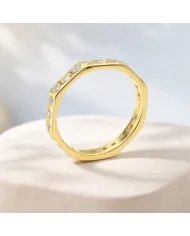 Moissanite Band Ring - Gold Plated 925 Silver Handmade Gemstone Jewelry